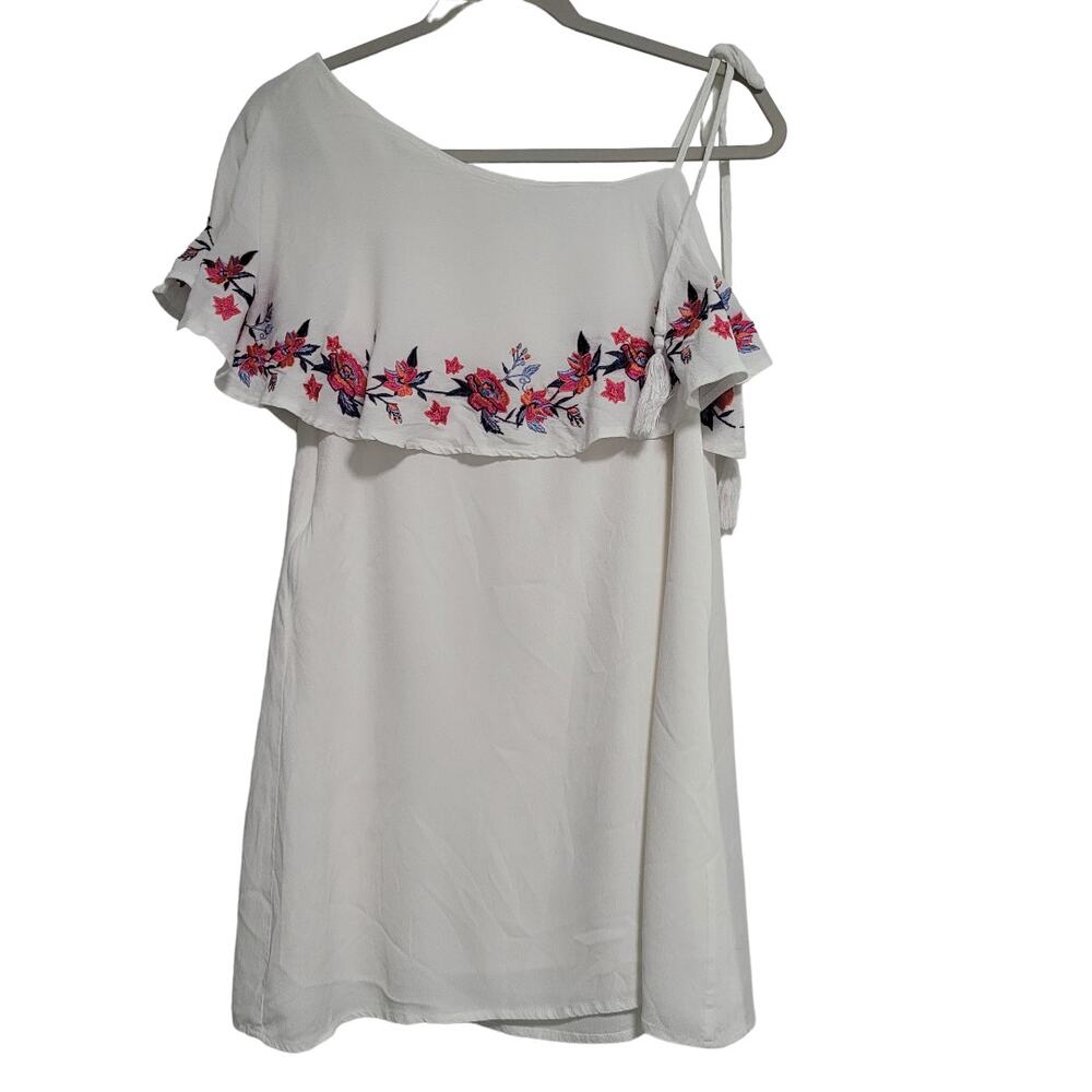 Miami White Floral Dress Sleeveless Tie Spaghetti Strap Mini Dress Size Small